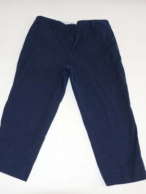 Talbots Women's Perfect Crop Pants Size 14 Petite Navy Blue High Rise 14P